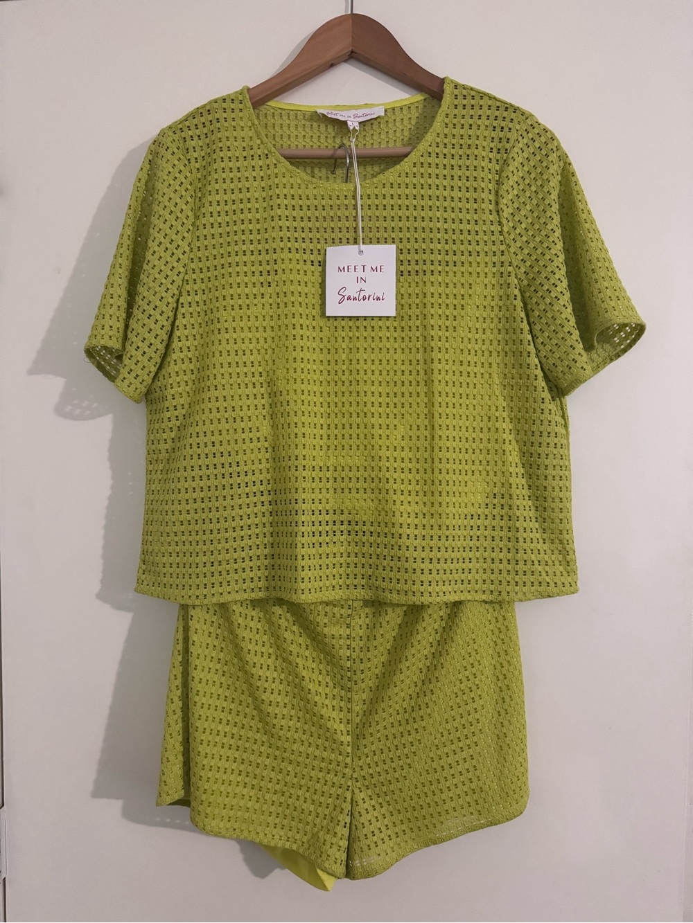 Lime Eyelet Set - Short Sleeve Top & Shorts